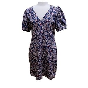 NWT Boden semi fitted cotton blue paisley dress size 10 R